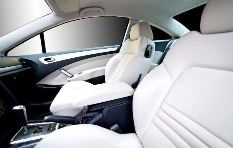 White leather and bright colors for car interiors